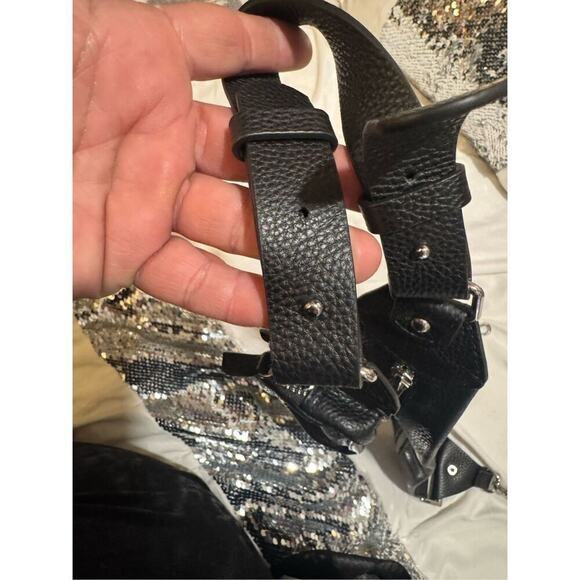 bandolier black /silver all leather billie thick utility crossbody strap OG no c - Picture 7 of 8